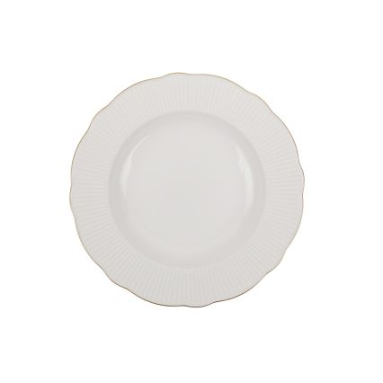 18-piece porcelain dinnerware set in white with gold accents