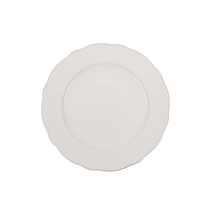 18-piece porcelain dinnerware set in white with gold accents