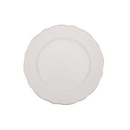 18-piece porcelain dinnerware set in white with gold accents