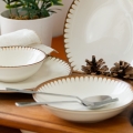 18-piece porcelain dinnerware set, white/brown