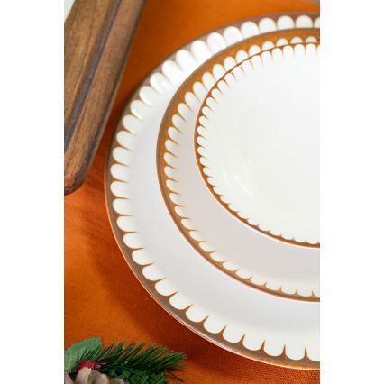 18-piece porcelain dinnerware set, white/brown