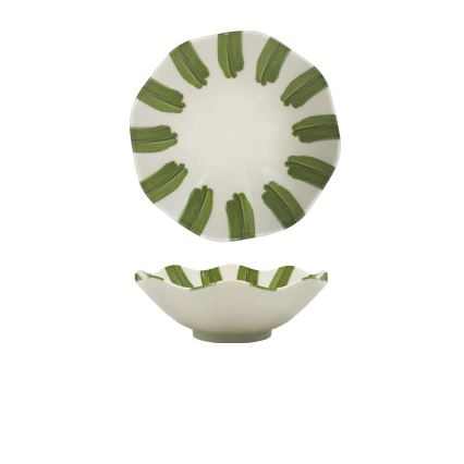 18-piece porcelain dinnerware set – white/green