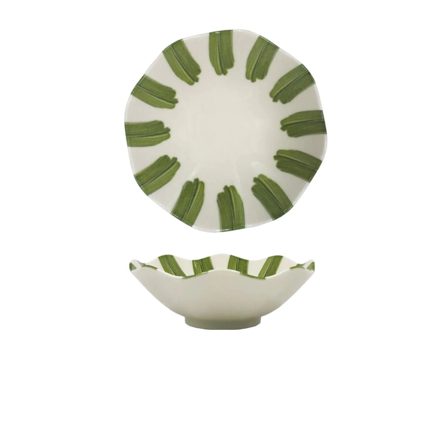 18-piece porcelain dinnerware set – white/green