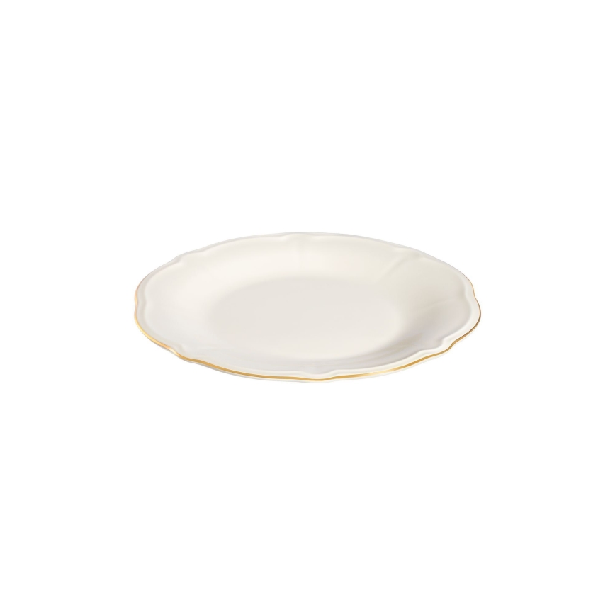 18-piece porcelain dinnerware set, white with gold trim