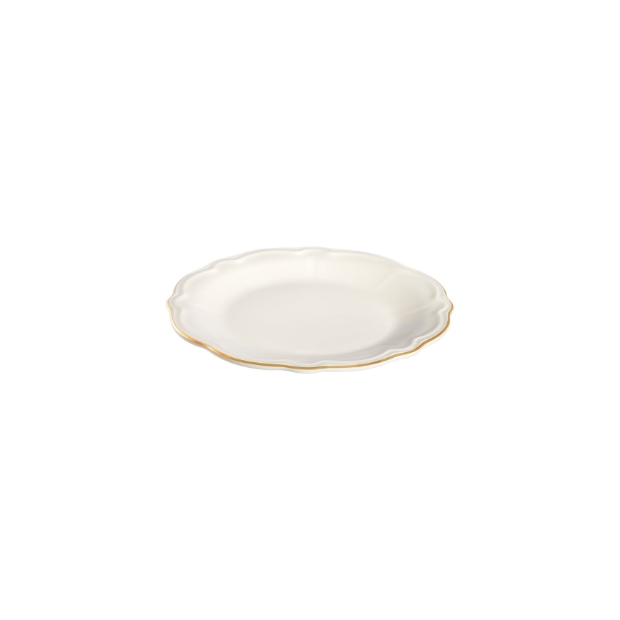 18-piece porcelain dinnerware set, white with gold trim