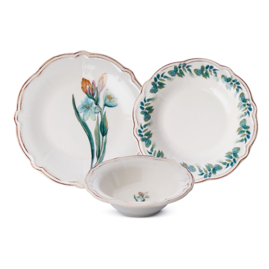 18-piece vibrant multicolored porcelain dinner set