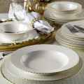 18-piece White and Gold Porcelain Dinner Set