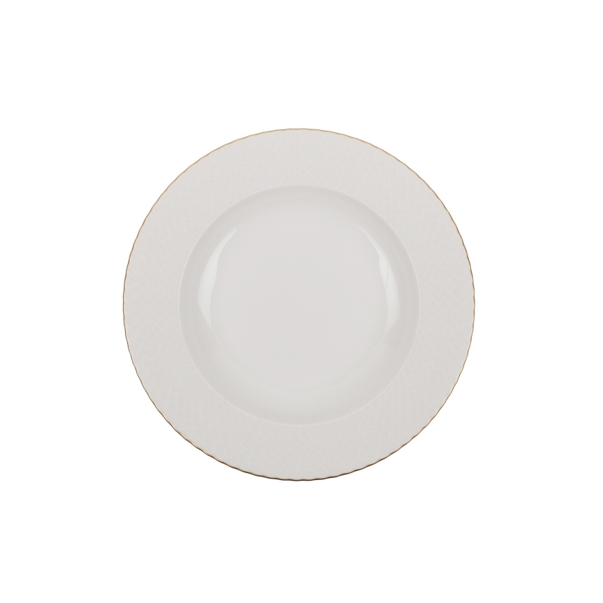 18-piece White and Gold Porcelain Dinner Set