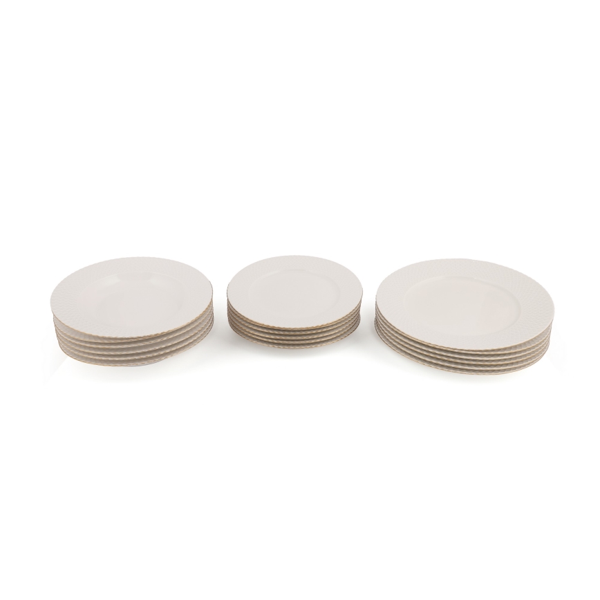 18-piece White and Gold Porcelain Dinner Set