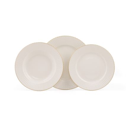 18-piece White and Gold Porcelain Dinner Set