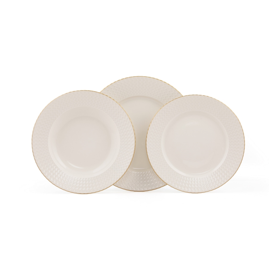 18-piece White and Gold Porcelain Dinner Set