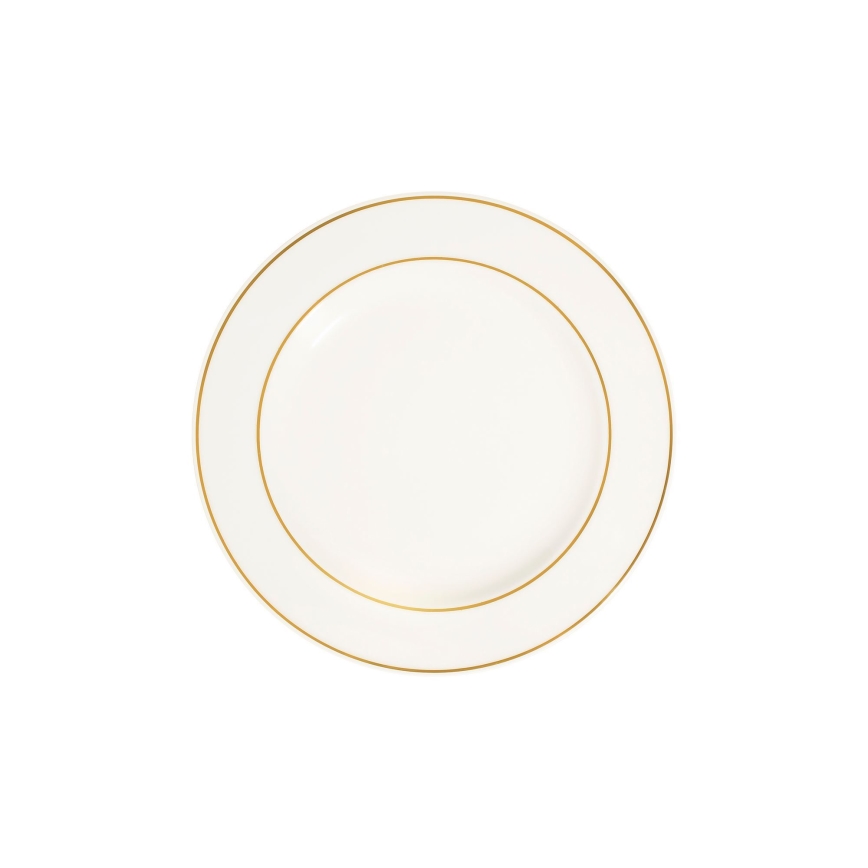 18-Piece White Porcelain Dinner Set with Gold Trim