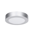 2-in-1 LED surface/recessed panel, 12W, 230V, selectable CCT (3000/4000/6000K), Ø17 cm, IP54, silver