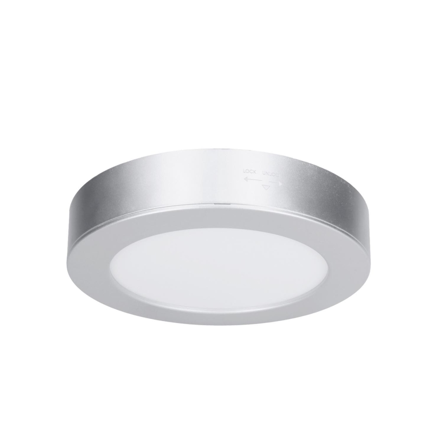 2-in-1 LED surface/recessed panel, 12W, 230V, selectable CCT (3000/4000/6000K), Ø17 cm, IP54, silver