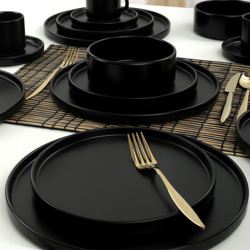 20-piece Black Stoneware Dinnerware Set