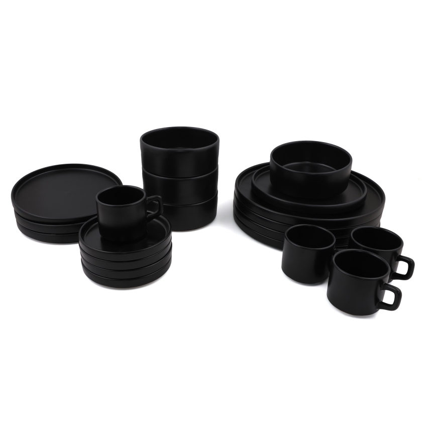 20-piece Black Stoneware Dinnerware Set