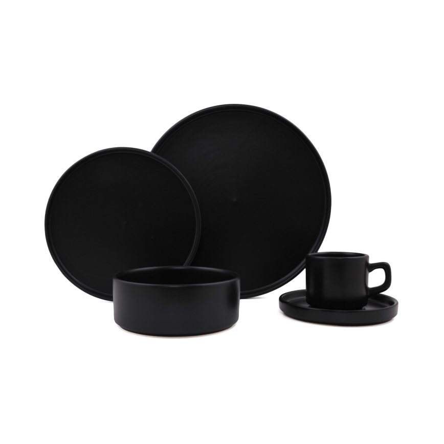20-piece Black Stoneware Dinnerware Set