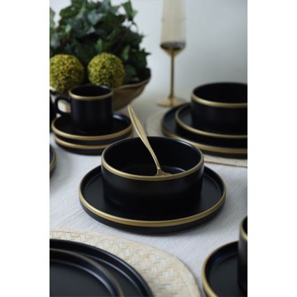 20-piece dining set in black and gold stoneware