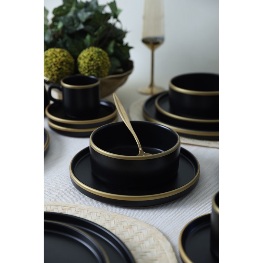20-piece dining set in black and gold stoneware