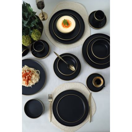 20-piece dining set in black and gold stoneware