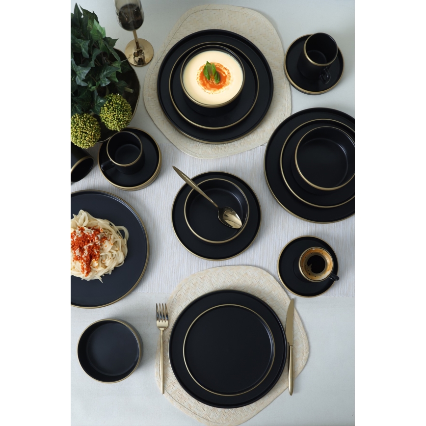 20-piece dining set in black and gold stoneware