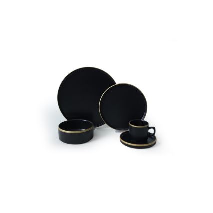 20-piece dining set in black and gold stoneware