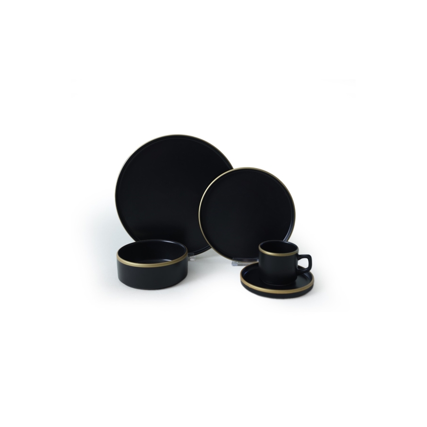 20-piece dining set in black and gold stoneware