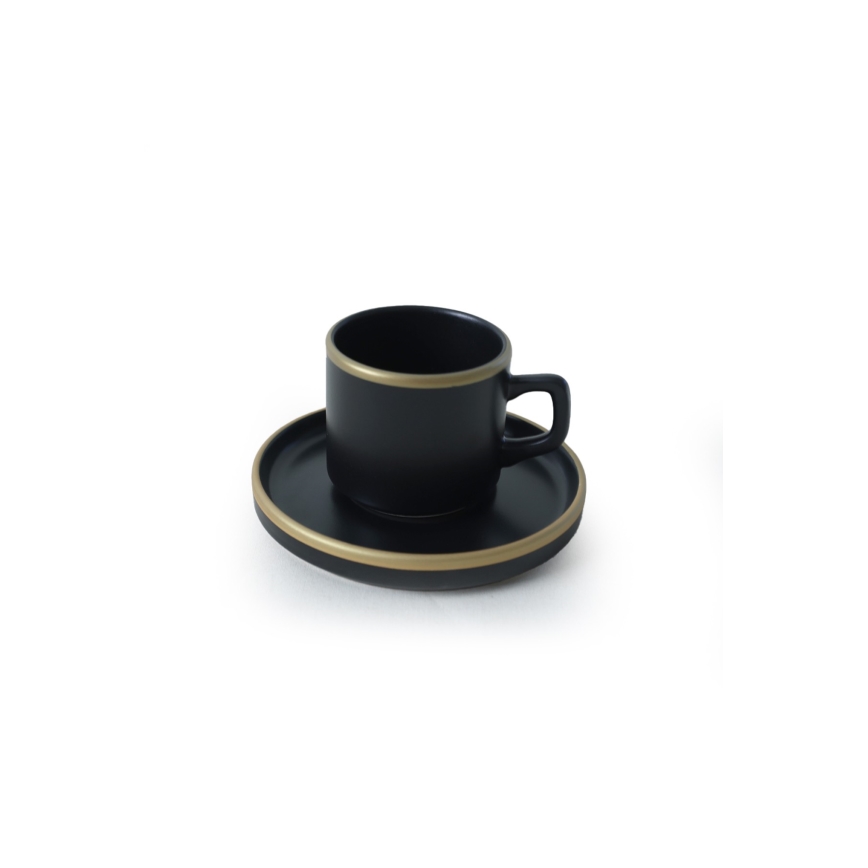 20-piece dining set in black and gold stoneware