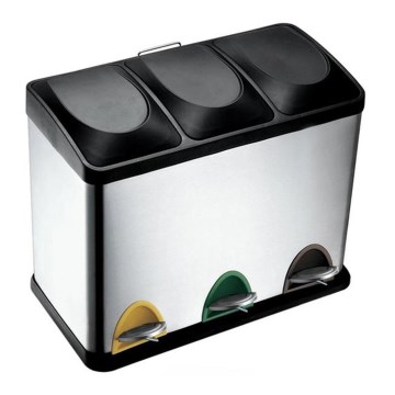 24 L Recycling Bin, Black/Stainless Steel
