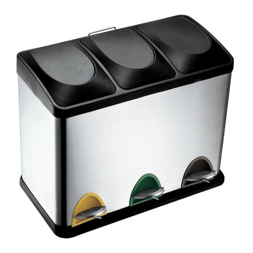 24 L Recycling Bin, Black/Stainless Steel