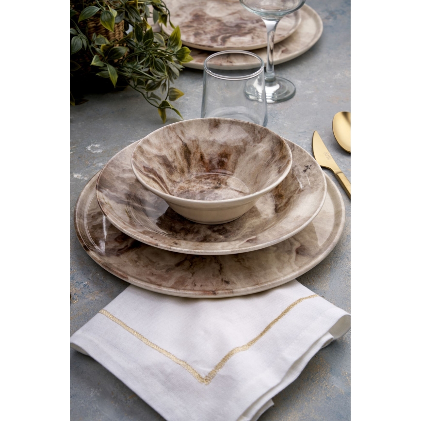 24 pcs brown/ceramic dinnerware set