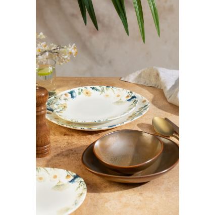 24 pcs Dining Set Multicolored/Brown/Porcelain