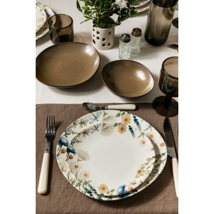 24 pcs Dining Set Multicolored/Brown/Porcelain