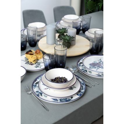 24 pcs dinner set white/blue/ceramic