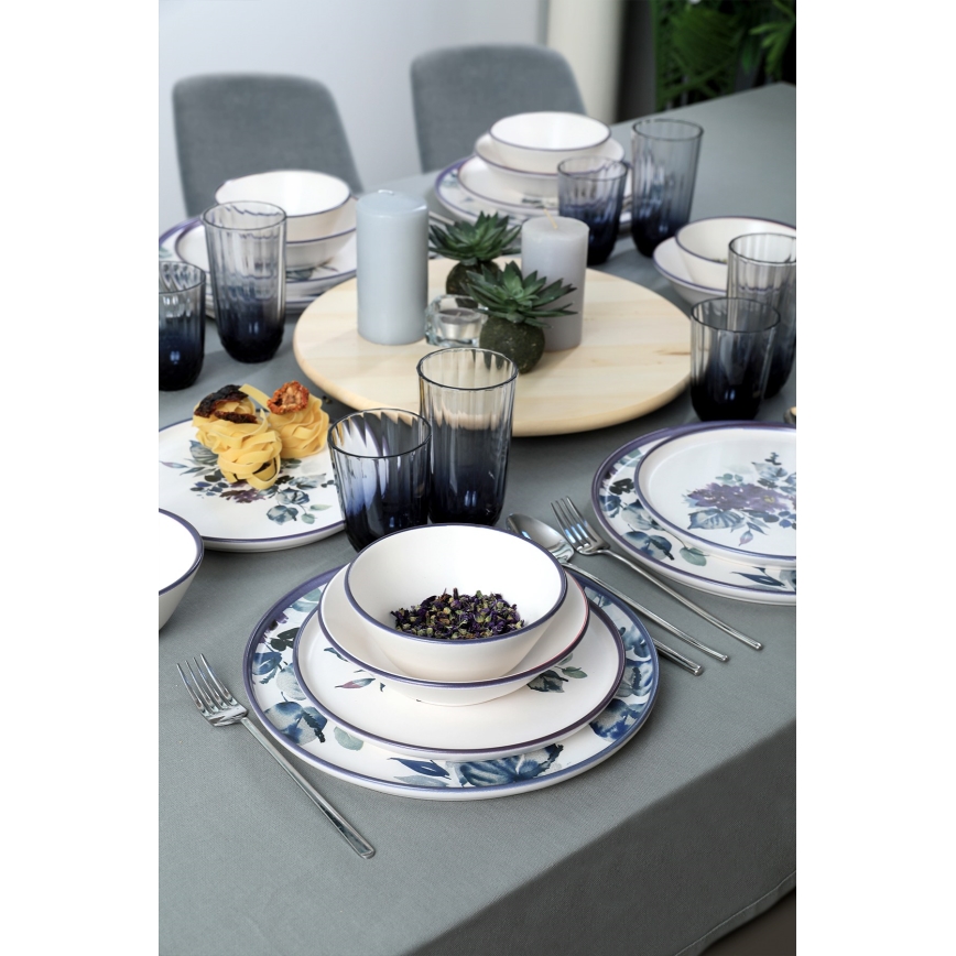 24 pcs dinner set white/blue/ceramic