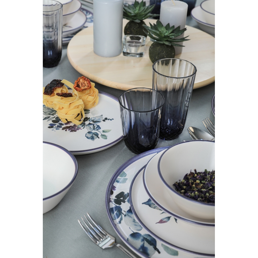 24 pcs dinner set white/blue/ceramic