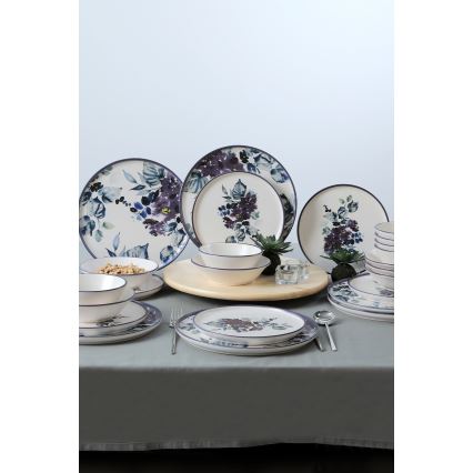 24 pcs dinner set white/blue/ceramic
