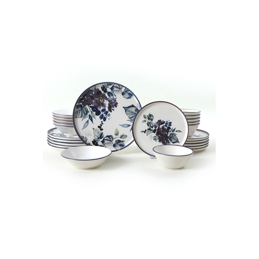 24 pcs dinner set white/blue/ceramic