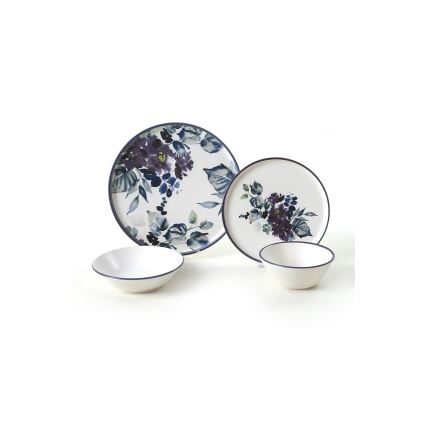 24 pcs dinner set white/blue/ceramic