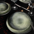 24 pcs porcelain dinner set green/black