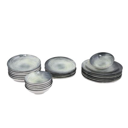 24 pcs porcelain dinner set green/black