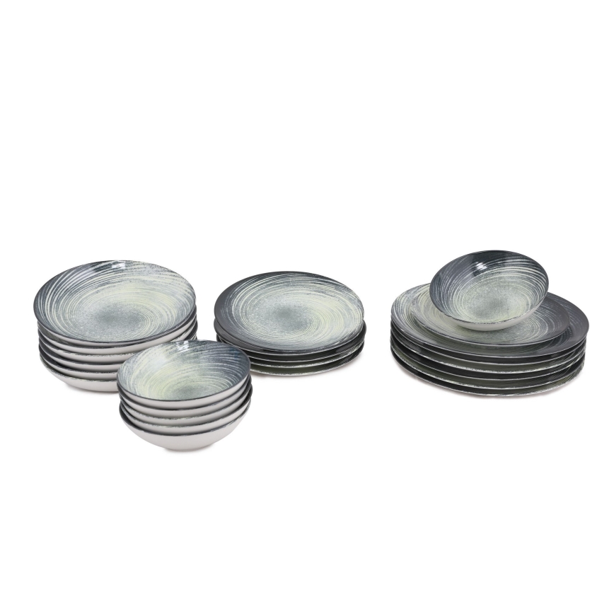 24 pcs porcelain dinner set green/black