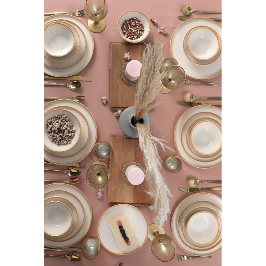 24-piece beige ceramic dinnerware set