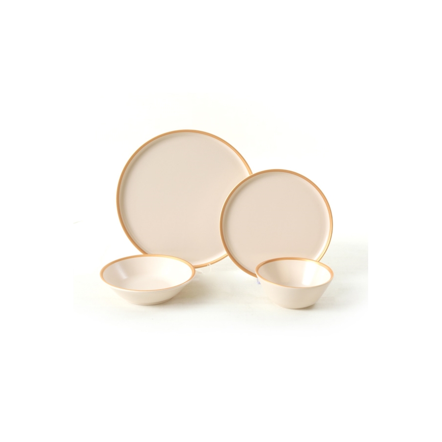 24-piece beige ceramic dinnerware set