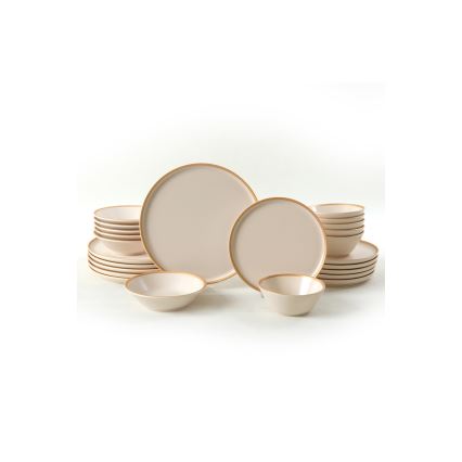 24-piece beige ceramic dinnerware set