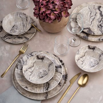 24-piece beige ceramic dinnerware set