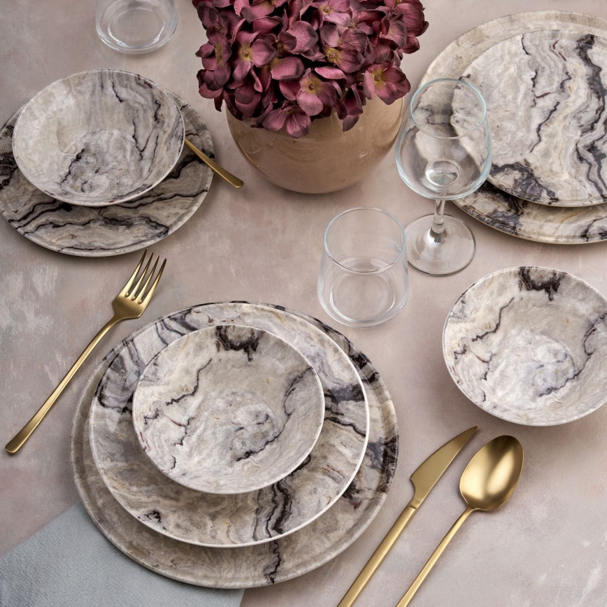 24-piece beige ceramic dinnerware set