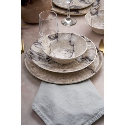 24-piece beige ceramic dinnerware set