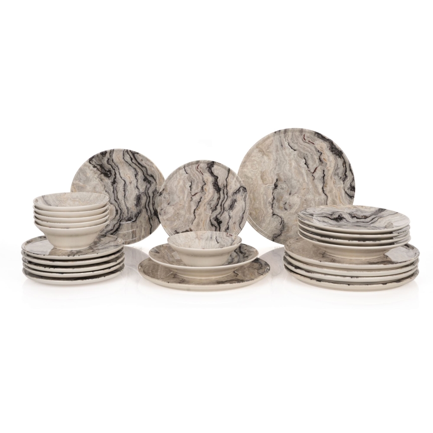 24-piece beige ceramic dinnerware set