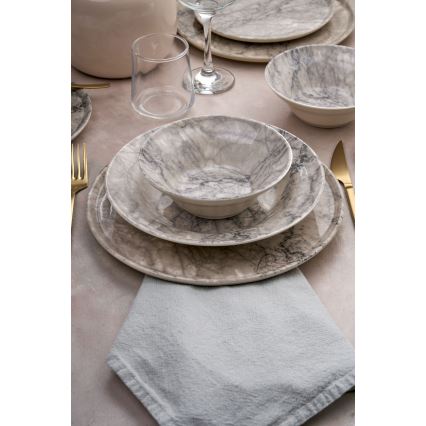 24-piece beige/gray ceramic dinnerware set